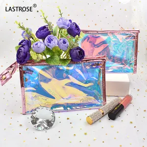 Wasserdichte Reise-Kultur beutel Kunststoff Klare Kosmetik tasche Holo graphische Laser-Kunststoff-Reiß verschluss tasche