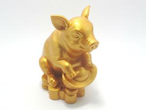 Figurine animale de couleur or de cochon de polyrésine pour la conception artificielle élégante de résine de décoration à la maison - Product Image 5