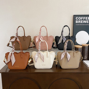 Luxury Scalloped <strong>Women</strong> Handbags with Silk Scarf PU Leather Ladies Shoulder <strong>Bag</strong> Trendy Tote Crossbody <strong>Bags</strong> <strong>for</strong> <strong>Women</strong> - Product Image 1