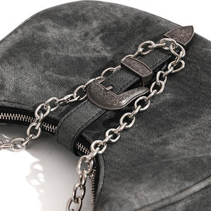 Bolso de Hombro de Mujer de Piel Sintética Retro de Alta Gama Niche Crescent con Cremallera, Forro de Poliéster y Adorno de Cadena, Estilo de Bolso de Moda - Product Image 3