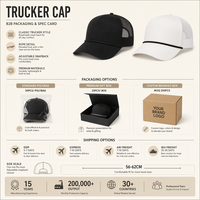 Casquette Trucker Personnalisée en Corde, 2 Couleurs Noir Blanc, Lettres Imprimées, Maille Perforée, Casquette de Baseball Ajustable, Vente en Gros OEM, Faible MOQ