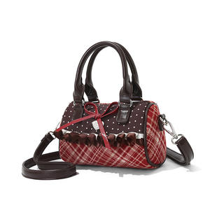 Sac à bandoulière portable pour femme, motif écossais rouge, patchwork, design en dentelle, idéal pour les sorties - Product Image 5