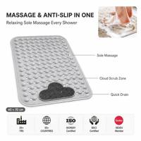 Tapis de salle de bain en TPE antidérapant à séchage rapide, 70x40cm, inodore, avec ventouses, pour douche et baignoire, avec fonction de massage des pieds