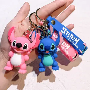 New Red Stitch Keychains Lilo Stitches Hawaii Lilo Stitch Car Key Handbag Accessories Angel Anime Keyring Christmas Gifts