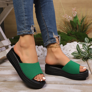 Nouvelles sandales d'été 2025 pour femmes, surdimensionnées, à talons compensés et semelle épaisse, couleur unie, style décontracté - Product Image 5