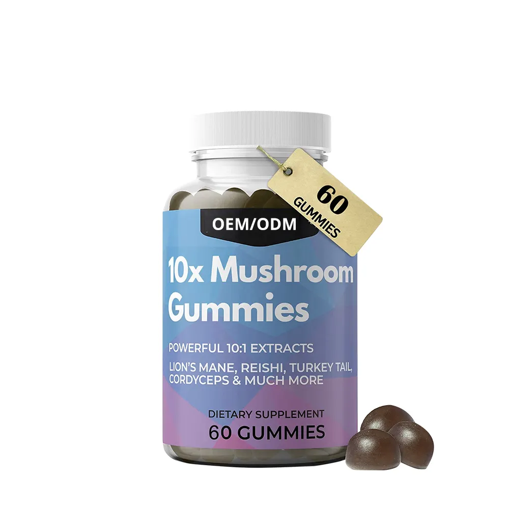 Vegan Nootropic Mushroom Gummies Natural Lion's Mane Gummy Mushroom Extract Brain Supplement