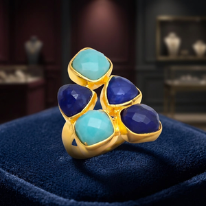 Gold Plated Diamond <b>Ring</b> Gold <b>Ring</b> with a Stunning with Beautiful Combination Colours Gemstone Classic Design for Womens and Gi - Product Image 3