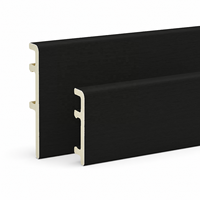 Plinthe murale intérieure noire WYRAX 80 mm en WPC avec cœur en charbon de bambou, moulure décorative en PVC, finition résidentielle 2,8 m
