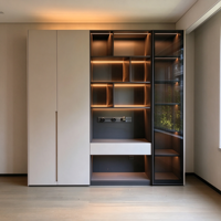 Bibliothèque moderne de luxe avec porte en verre, étagère modulaire minimaliste italienne, vitrine LED pour bureau à domicile, sur mesure
