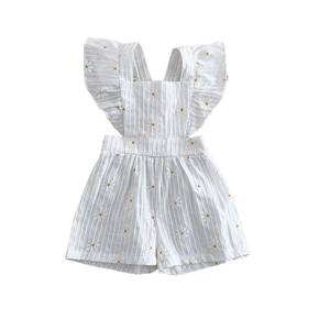 Sıcak satış 2025 bebek yaz ince kadın bebek giysileri, küçük uçan kollu, yenidoğan işlemeli çiçek giyim tulum tek - Product Image 6