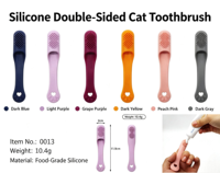 Brosse à dents double face pour chat ODM, brosse à dents pour animaux de compagnie en silicone de qualité alimentaire avec poils doux pour chats, outil de soin buccal