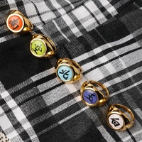 Mercancía de Anime, Juego de Anillos de Ninja con Personajes, Material Metálico, Tamaño Ajustable