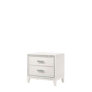 Haiden White Finish Nightstand 2 <b>Drawer</b> <b>Storage</b> With Sparkle Trim Modern Bedroom Furniture - Product Image 3
