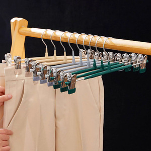 Trouser Hanger With Clips Non Marking Non Slip Stainless Steel For Pants Skirts Clothes Storage Organizer Rectangle Hook Type - Product Image 1