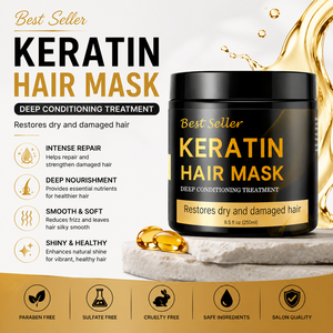 Mascarilla Capilar de Colágeno con Queratina Orgánica de Marca Privada para Reparación Intensiva y Suavizante del Cabello Dañado y Seco - Product Image 5