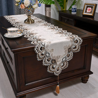 Chemin de table de luxe en dentelle à motif géométrique, résistant à l'usure et aux hautes températures, serviette décorative pour table basse et meuble TV