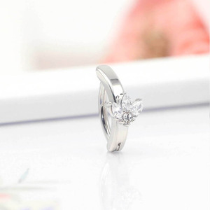 Flower Shape <b>Titanium</b> Steel Belly Button <b>Ring</b> Silver Gold Prong Setting Zircon Inlay Gift Jewelry - Product Image 3