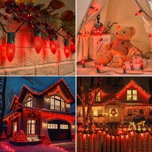 Ampoules LED C9 rouges pour l'extérieur, pour décorations de Noël, en polycarbonate, E17, 0,65 Watt, 120 Volt - Product Image 5