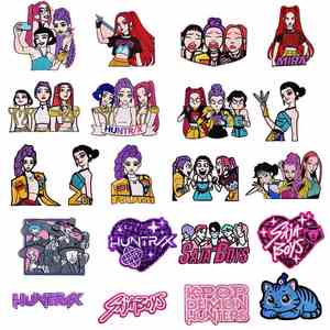 Kpopping Demon Hunter Patchs brodés thermocollants pour vêtements et chapeaux, motif de personnage K-Pop de dessin animé vibrant, vente en gros - Product Image 1