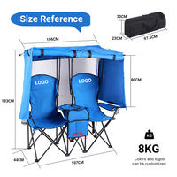 Fauteuil lune moderne pour 2 personnes, pliable, en tissu Oxford, pour une utilisation en intérieur/extérieur, pour la pelouse, la plage ou le camping, avec auvent