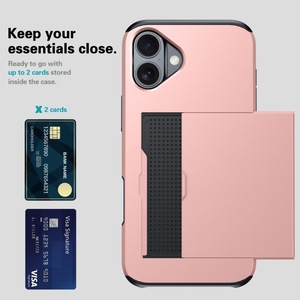 Per il caso di <span class=keywords><strong>iPhone</strong></span> 16 con il titolare della carta, TPU + PC armatura pesante nascosto Slot per il portafoglio antiurto del telefono cellulare Cover per <span class=keywords><strong>iPhone</strong></span> 16 - Product Image 2