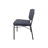 Chaise de salle à manger moderne et compacte pour restaurant, bistrot, café, en tissu gris, rembourrée, sans accoudoirs, avec pieds en métal noir pour cuisine