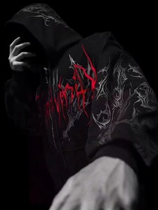 Sudadera con Capucha LEDUO con Estampado de Calavera y Espinas, Estilo Y2K Emo Punk, Ropa Urbana Unisex, Informal para Uso Diario, Sudadera Gráfica de Alta Calidad - Product Image 3
