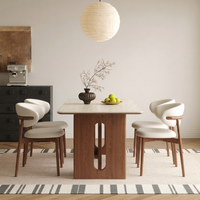 Ensemble de table à manger moderne, table à manger en bois massif nordique, 6 chaises de salle à manger de luxe, meubles de salle à manger en pierre