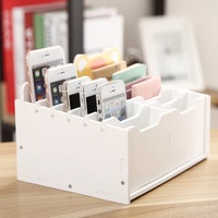 Organisateur de bureau multi-grilles pour télécommandes et téléphones portables, boîte de rangement de bureau à 24 compartiments pour le classement et le rangement des objets divers