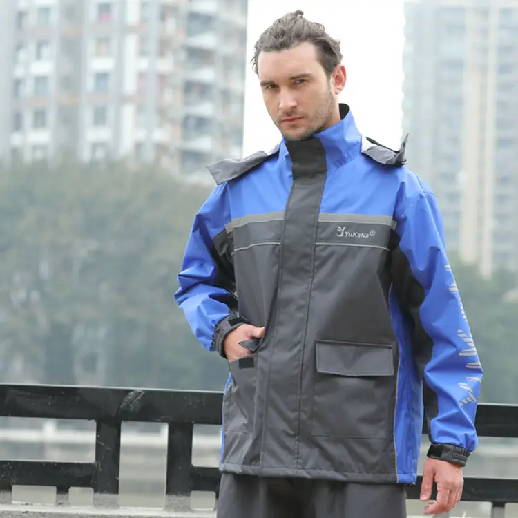 Toptan YUKANA yağmur kıyafetleri erkekler kadınlar için kapşonlu hafif yağmurluklar binme çalışan spor