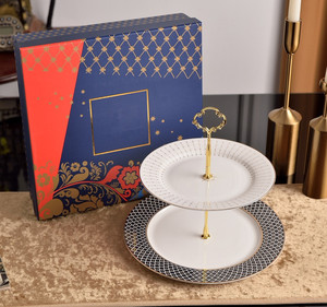 High Quality Russian Royal Style Modern Luxury Elegant Bone China 2-Layer <b>Cake</b> Plate for Afternoon Tea Dishes - Product Image 4
