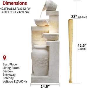 Fontaine moderne de style européen en fibre de verre, lumineuse et à circulation d'eau, pour jardin, cour et décoration intérieure – Offre Spéciale - Product Image 2