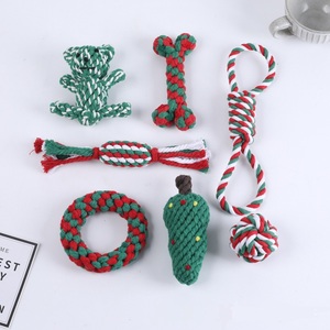 Navidad vacaciones árbol caramelo forma cachorro masticar juguetes algodón mordedura resistente perro cuerda Juguetes - Product Image 4
