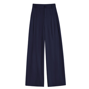<span class=keywords><strong>Pantaloni</strong></span> da Completo da <span class=keywords><strong>Donna</strong></span> Bianchi in <span class=keywords><strong>Lino</strong></span> Estivi a Vita Alta, Gamba Larga, Vestibilità Ampia e Rilassata, Drappeggiati, Gamba Dritta, con Chiusura a Cerniera - Product Image 2