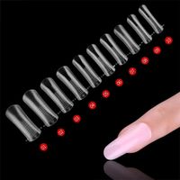 French 3D Amande Gouttelettes d'Eau Cercueil Ongles Conseils Gel de Couleur Naturelle DIY Entièrement Appliqué XXL Demi-Couverture Stiletto Fingers Design