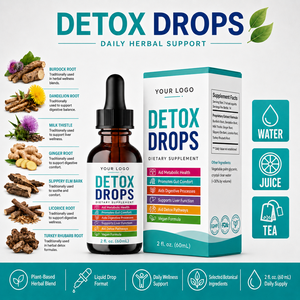 Formule Personnalisée Faible MOQ Usine GMP Ingrédients Botaniques Purs Confort Intestinal Santé Métabolique Soutien Quotidien Gouttes Détox Herbales - Product Image 3