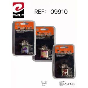 Lucchetto di sicurezza World Ball da 20 mm con stampa, mini serratura per porta, 12 pezzi - Product Image 2