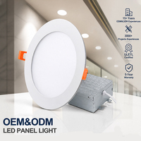 Fabrication ODM OEM, lot de 6 panneaux LED ronds fins de 9W, 12W, 18W, 5CCT, dimmables, ETL, panneau LED encastré pour plafond, éclairage intérieur