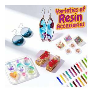 Kit de Resina UV Transparente para Joyería DIY, Resina Epoxi de Curado Rápido, Moldes de Silicona, Colgantes, Llaveros, Flores con Brillo, MODELO - Product Image 5