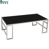 Table basse en verre style européen, table moderne, pieds en métal