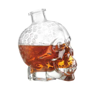 Nhà Sản Xuất Cổ Điển Độc Đáo Skull Skeleton Shape Đá Lung Linh Hồn Thủy Tinh Vodka Whisky Rượu Vang Tequila Brandy Cognac Decanter