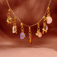 Bijoux sans ternissement Construisez votre propre collier soleil corail nœud papillon pâtes breloque minuscule or tortue hippocampe étoile de mer conque coquille pendentif