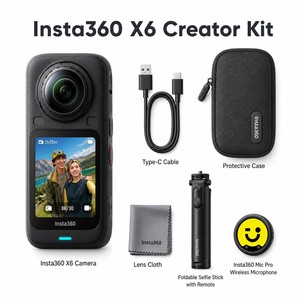 Kit de voyage Insta360 X6, caméra 360°, bâton de selfie pliable, 8K30fps, étanche à 20 m, autonomie de 140 min, pack touristique - Product Image 2