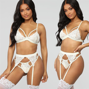 New Women's Three-Piece Lace Sex Lingerie Set Embroidered Spandex <strong>XXL</strong>/<strong>XL</strong> <strong>Sizes</strong> Available Thin Control Firm Level
