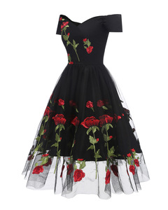 <span class=keywords><strong>Robe</strong></span> de soirée pour femme à col en forme de cœur, jupe de fée fleurie, <span class=keywords><strong>robe</strong></span> imprimée de roses, <span class=keywords><strong>robe</strong></span> rétro en dentelle - Product Image 4