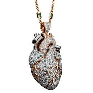 Colgante de Moissanita con Forma de Corazón Anatómico, Micro Pavé con Aspecto de Diamante, Chapado en Rodio, Joyería de Moda, Regalo - Product Image 4