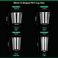 Gobelets en plastique PET en forme de U avec couvercles, impression de logo personnalisé, 12/14/16/18/20 oz, gobelets jetables pour thé à bulles, boissons froides, commande en gros