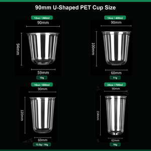 Custom Logo Printed U Shape PET <b>Plastic</b> <b>Cups</b> With Lids 12/14/16/18/20oz Disposable Boba Tea Cold Drink <b>Cups</b> Bulk Order - Product Image 3