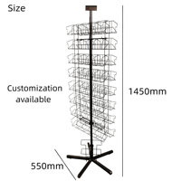Présentoir rotatif sur pied en fil métallique thermolaqué pour magasin de détail moderne, facile à assembler