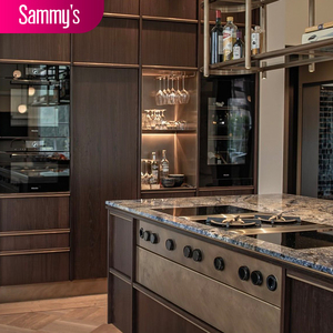 Latest Modular Custom Modern Kitchen Cabinets with Laminate and Glass Options Eco-Friendly Wooden Storage in Dark/Light Grey - Product Image 1